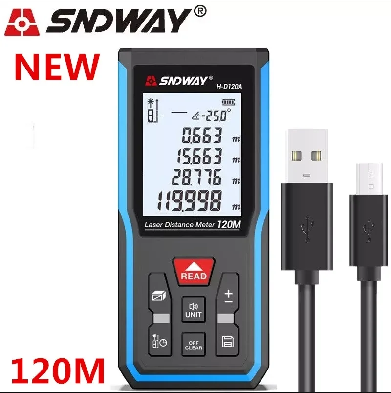 

SNDWAY Laser Rangefinder 120m 100m 70m 50m Laser Distance Meter Electronic Roulette Digital Rang Finder Trena Tape Lazer Measure