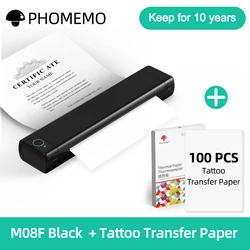 A4 Portable Printers Wireless for Travel Bluetooth Thermal Printer, Suitable for Mobile Office,Support Tattoo Paper Phomemo M08F