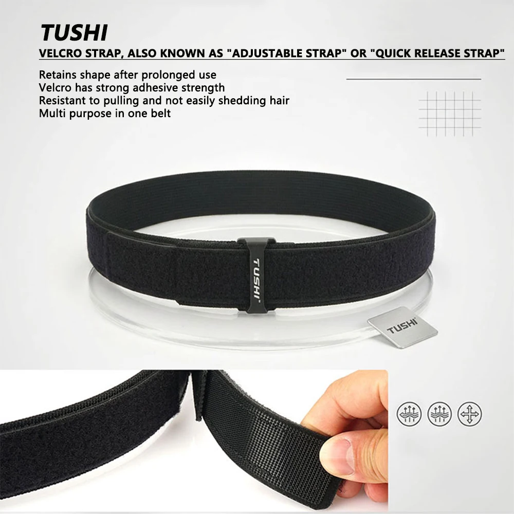 TUSHI Taktischer Gürtel 3,8 cm mit Halteclip, Innengürtel für Herren, Sport, Outdoor, Einsatzgürtel, Nylon-Hüftgurt, Jagdzubehör – Detail 4