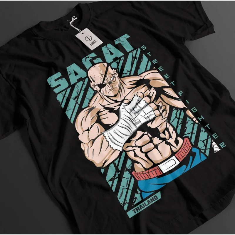 

Sagat 0329 Street Fighter Retro Combat Gift t shirt Arcade game Graphic Tee 100% cotton print Y2K Clothes Large size Tops S-6XL