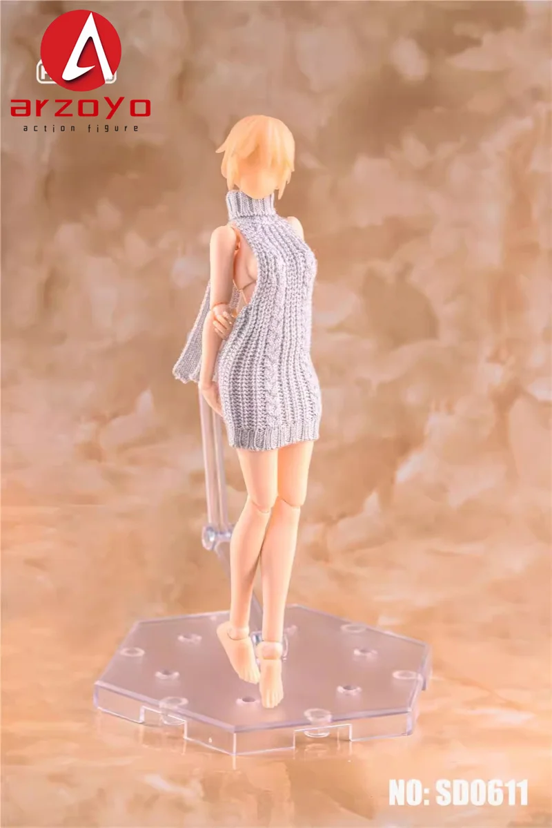 HASUKI SD06 SD07 1/12 Scale Female Soldier Backless Hip Hugging Handmade Knitted Sweater Dress For 6in Action Figure Toy