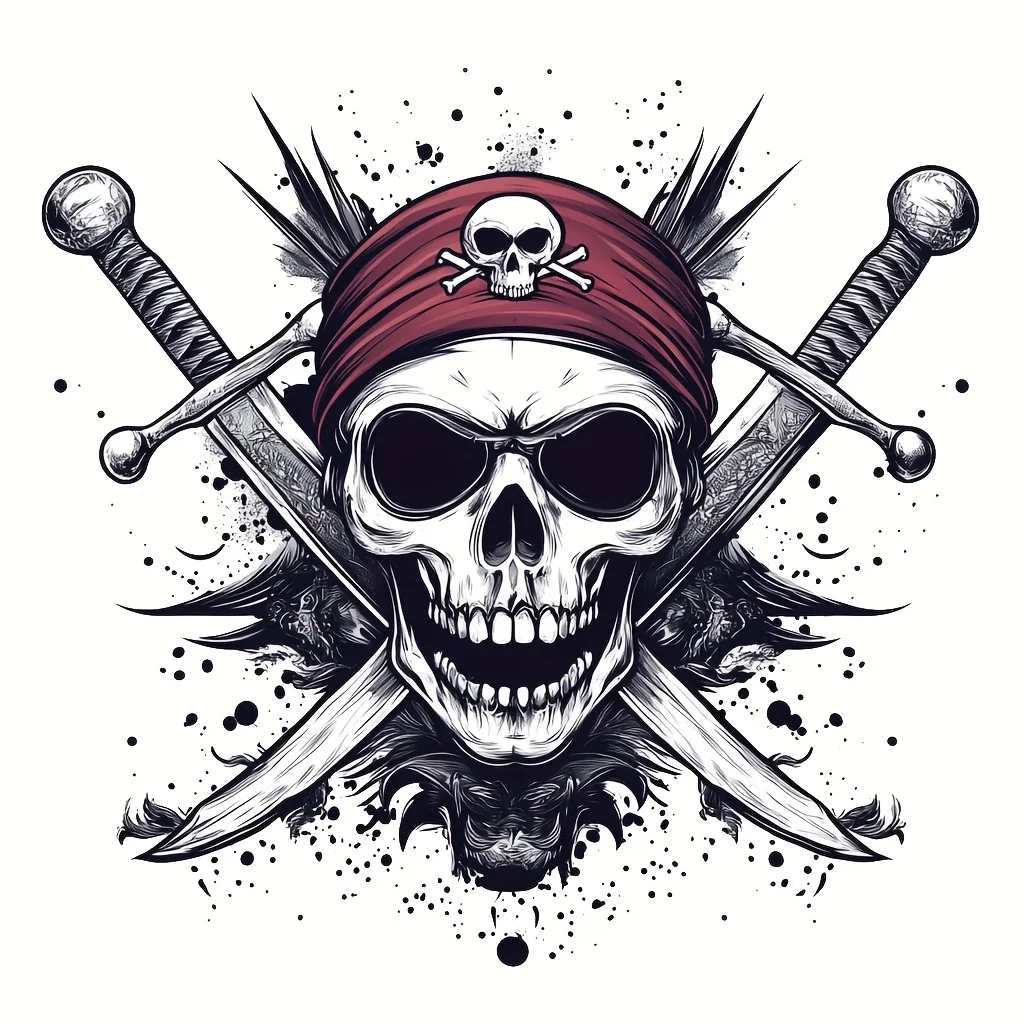 [Popular Choice] Cartoon Pirate Skull Vinyl Decal- Waterproof, Scratch-Covering Sticker for Cars, Laptops  Motorcycles Windows