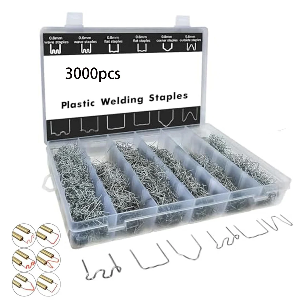 3000PCS 0.6/0.8mm Hot Stapler Staples Plastic Welder Repair Kit For Car Bumper Plastic Welder Soldering Bumper Auto Repair