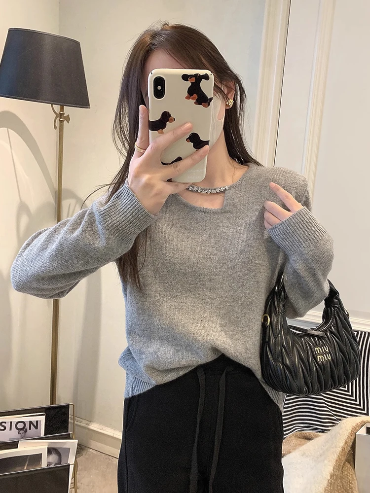 السيدات عادية طويلة Sve محبوك رداء علوي من الصوف لون نقي V-Ne البلوز الشتاء ملابس خارجية التخسيس تناسب مريحة