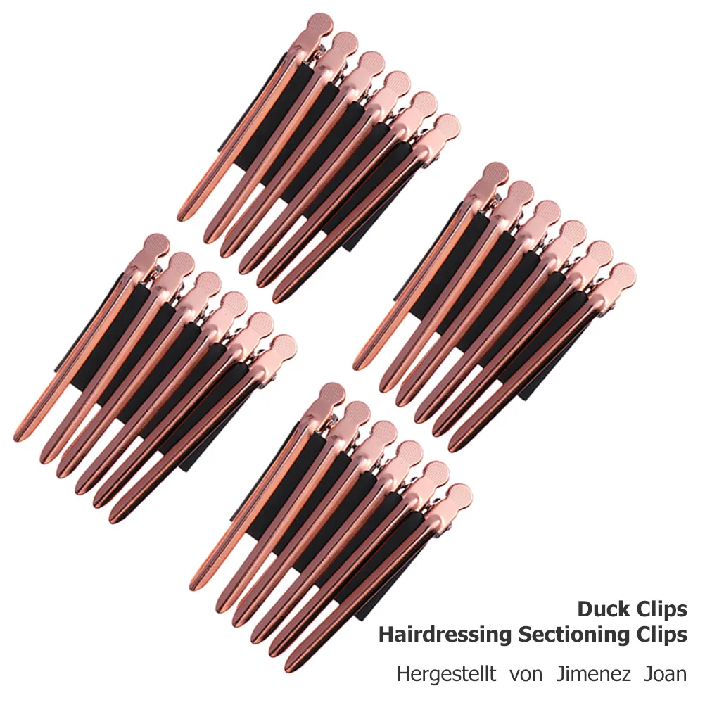 

24 pcs Hairdressing Clips Stainless Steel Lightweight Salon Styling Sectioning Duck Clips for Perm DIY Face Washing Makeup
