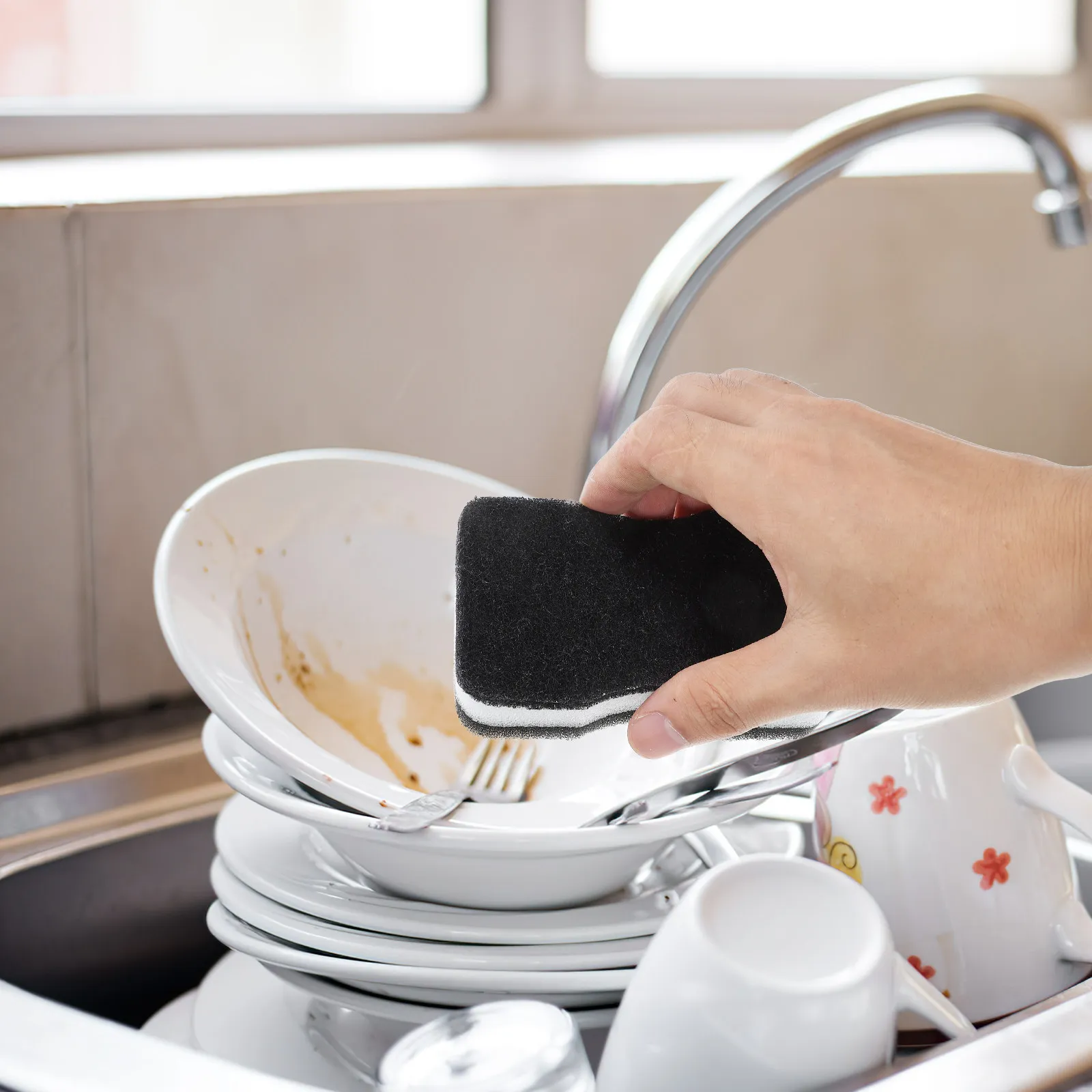 Esponja de limpieza multiusos, almohadilla de esponja para cocina, almohadilla para lavar platos, estropajo de celulosa que no raya, para cocina y baño, 5 uds.