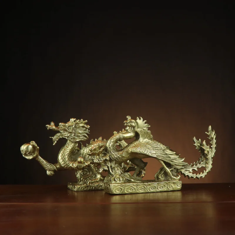 

All- Hanlong Hanfeng, медное настольное украшение для дома, с изображением дракона и феникса, играющих с жемчугом.