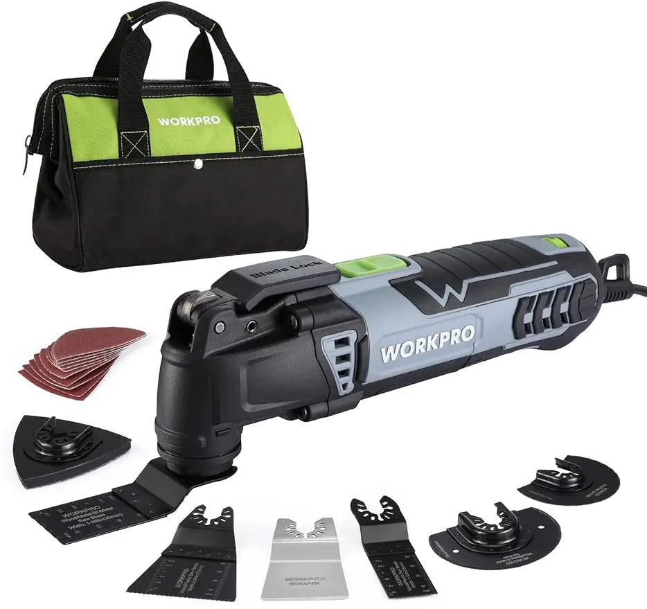 Oscillating Multi-Tool Kit 3.0 Amp Corded Quick-Lock Replaceable Oscillating Saw with 7 Variable Speed, 3° Oscillation