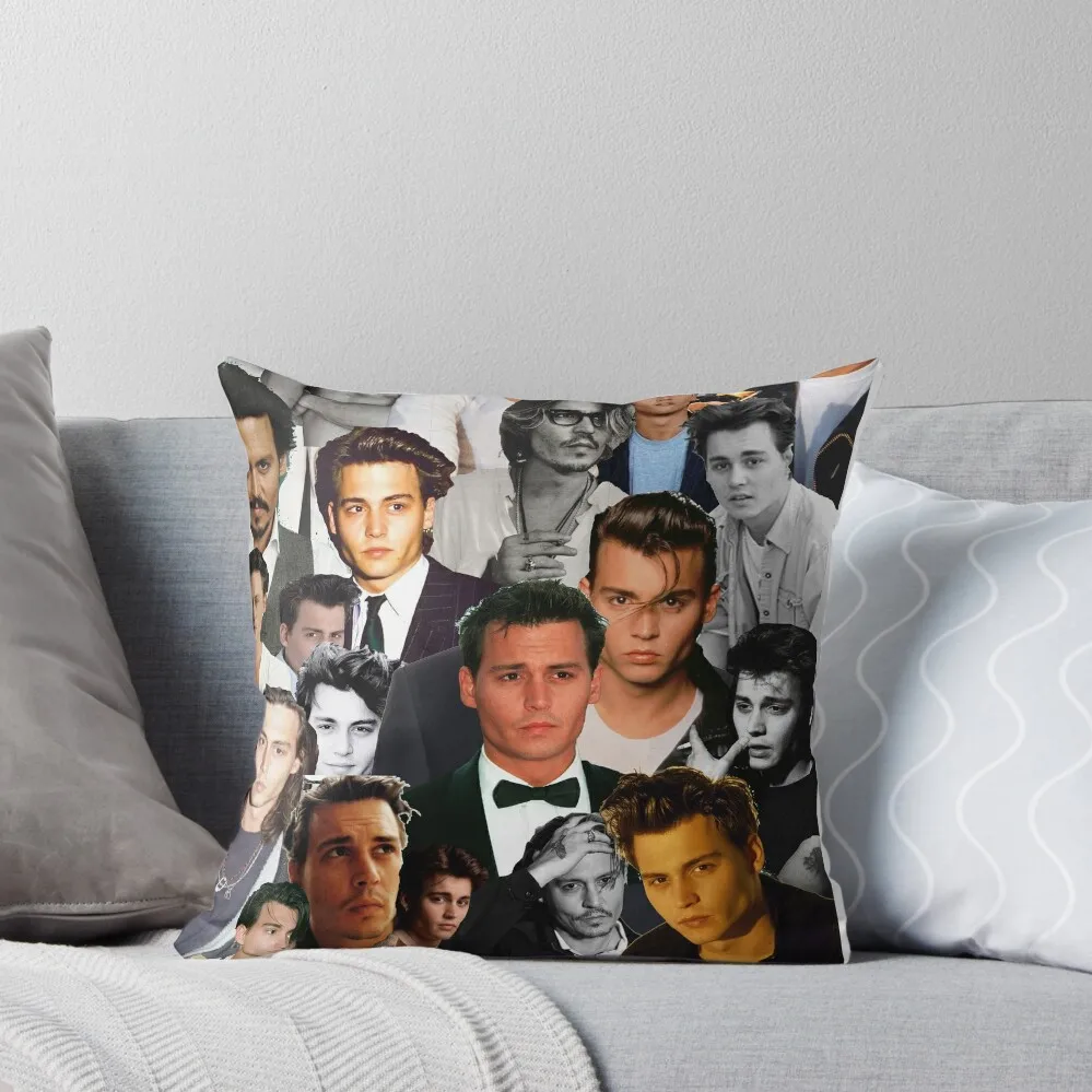 Johnny Depp Collage Throw Pillow christmas decorations for home 2025 Couch Cushions pillow