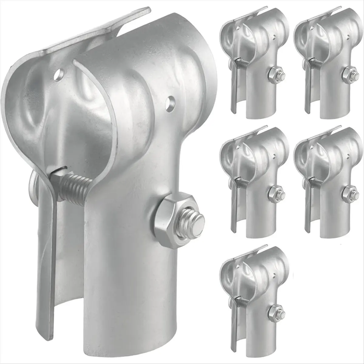 MALL 6 Pcs End Rail Clamps 1-3/8Inch Pipe Chain Link Fence Galvanized Steel T Clamps, Chain Link Fence Parts