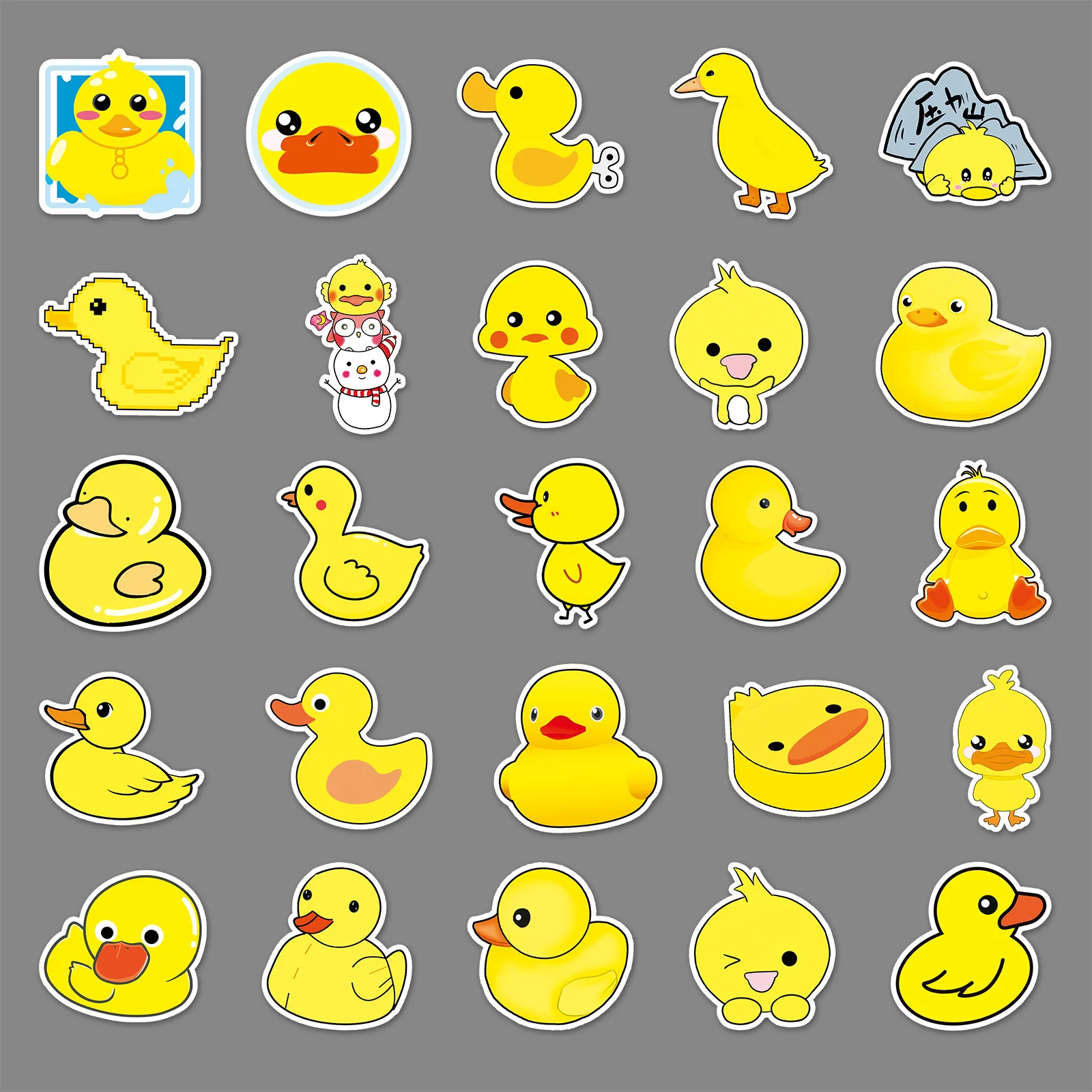 10/30/50PCS Jaune Canard Graffiti Autocollants Dessin Animé Autocollants Imperméables Planche À Roulettes Valise Autocollants Décoratifs En Gros