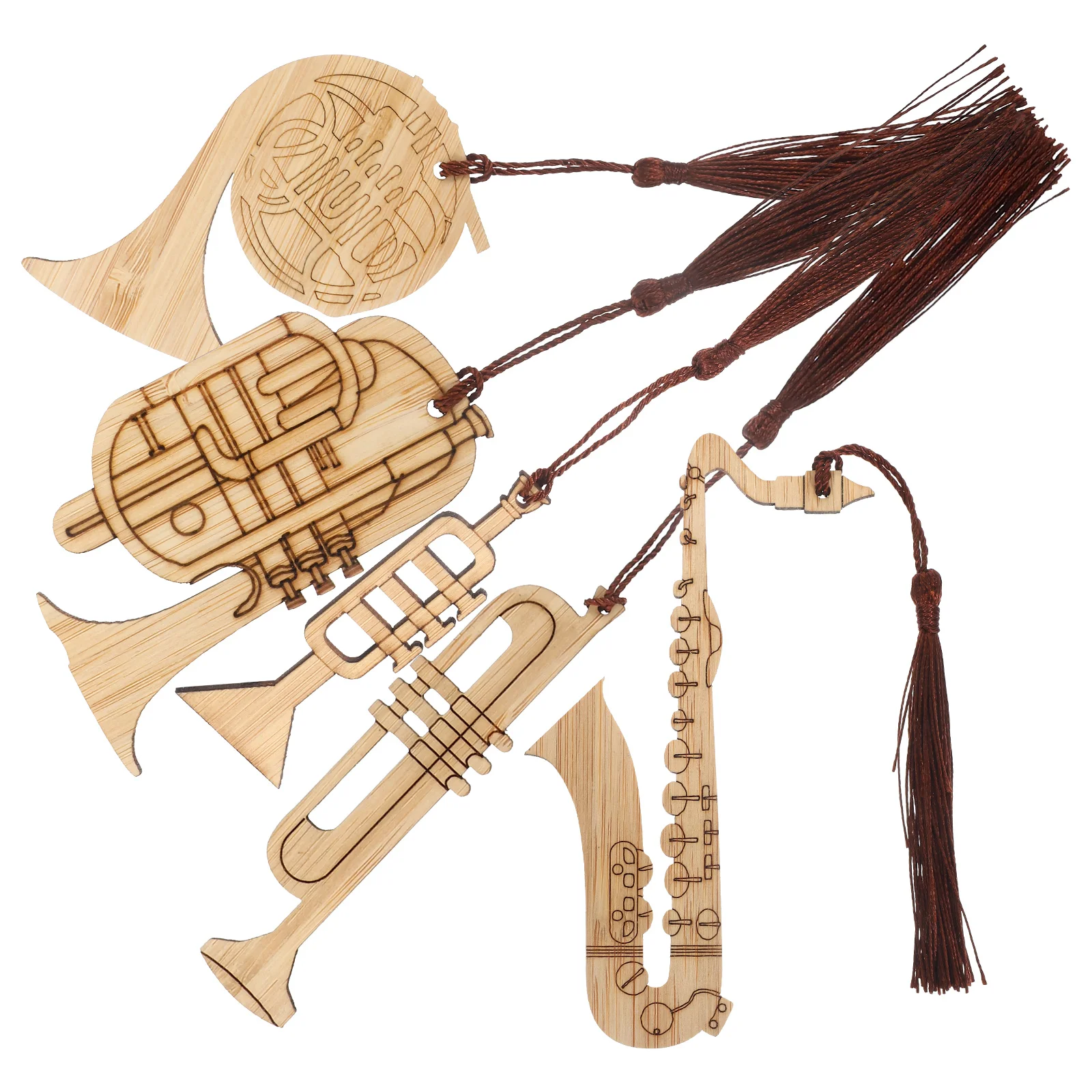 

5Pcs Bamboo Bookmark Exquisite Carved Patterns Decorative Gifts for Home Office School Use Bulk Bookmarks for Adults