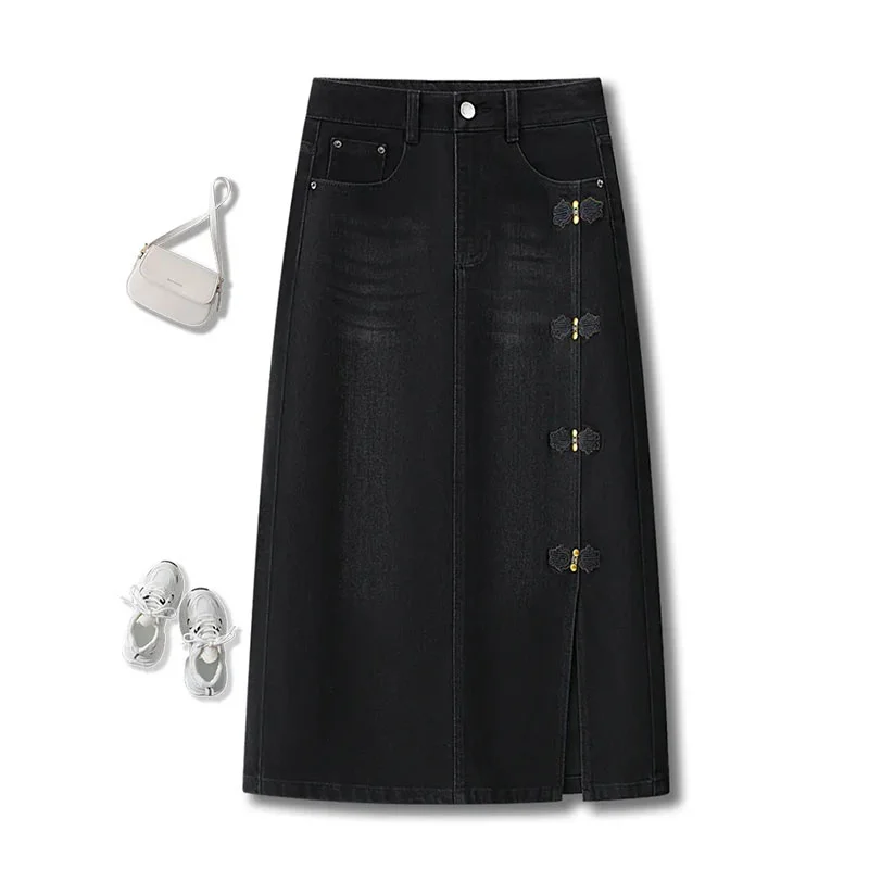 Spring Autumn Denim Skirt Women 2026 New Fashion Casual Slim Split Buttock Skirt Female Denim Skirts Ladies Clothing