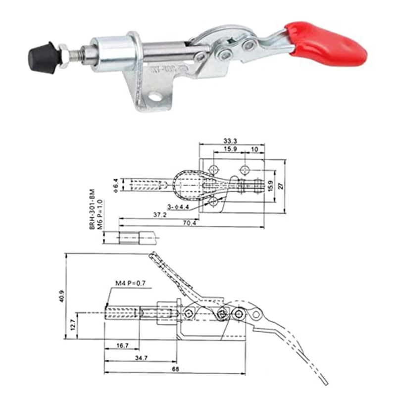 5 Piece Pull Latch 301AM Adjustable Toggle Clamp Stroke Clamp Push Pull Toggle Clamp Quick Release Hand Tool