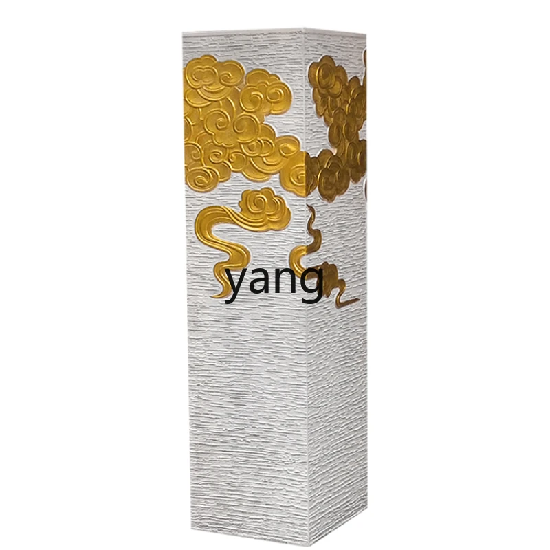 Yjq Cement Golden Auspicious Cloud Column Bearing 100.00kg Chinese Floor Courtyard Living Room Retro Big Decorations