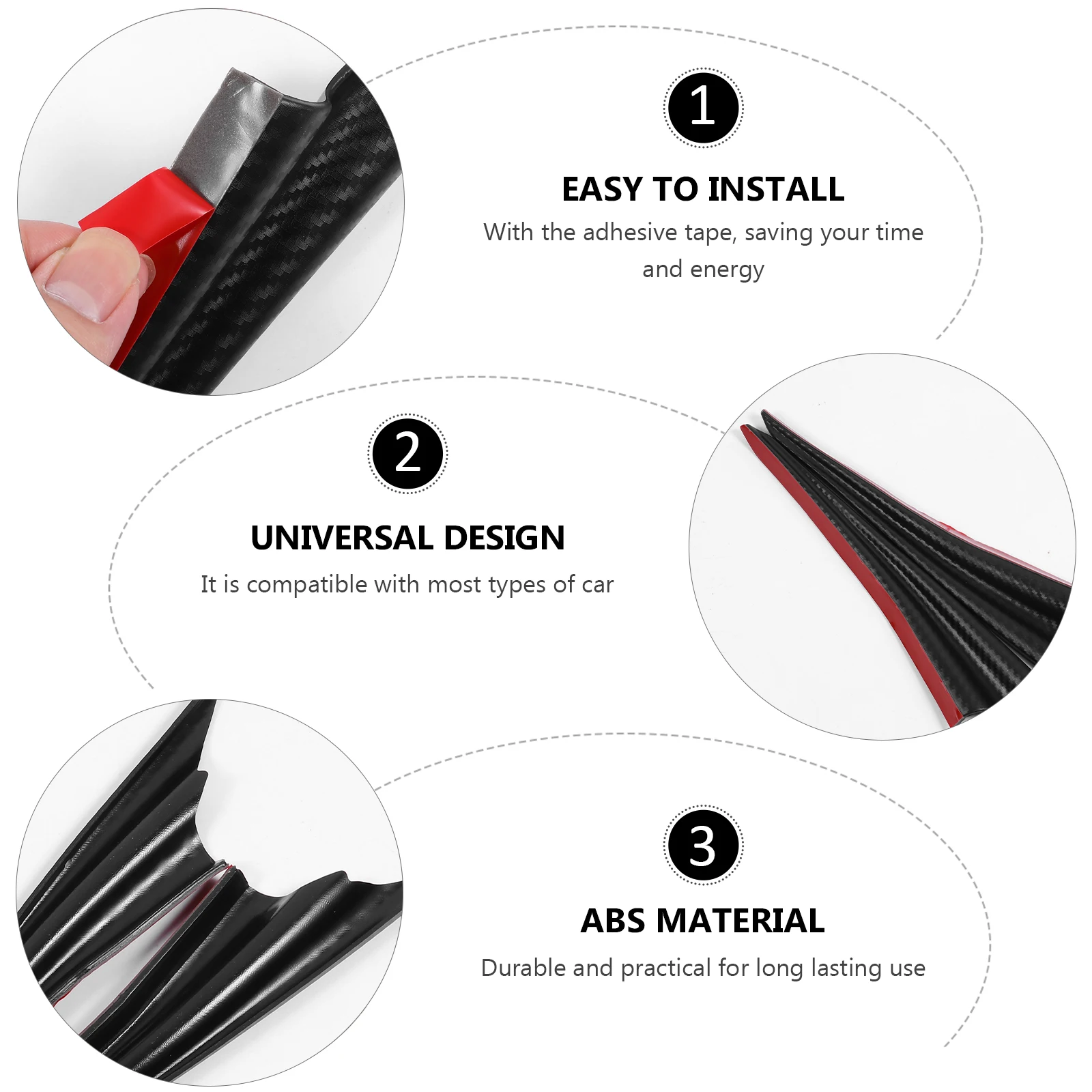 

2pcs Universal Car Modification Bumper Lip Splitter Fins Durable Auto Decal Racing Look Easy Install Adhesive Tape Compatible