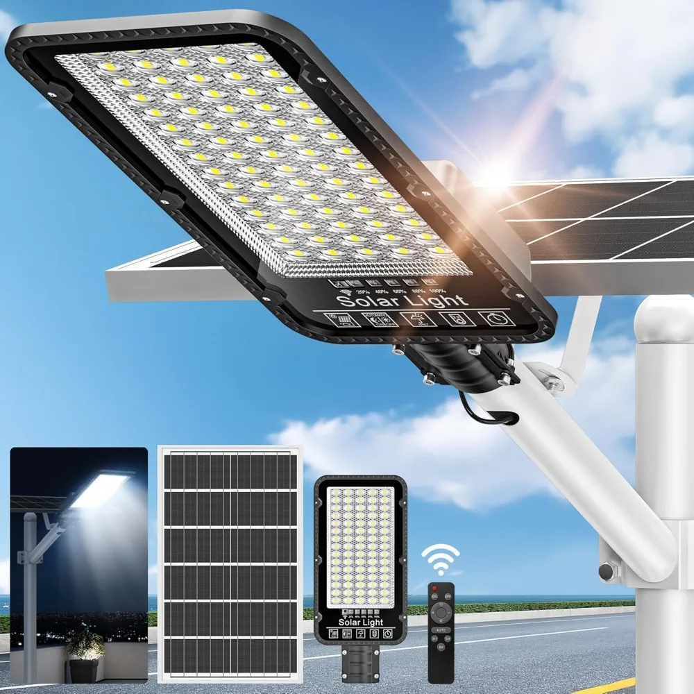 Outdoor Solar Street Light, Street Light from Dusk to Dawn, Heavy-Duty Split Type LED Solar Street Light, 6500W