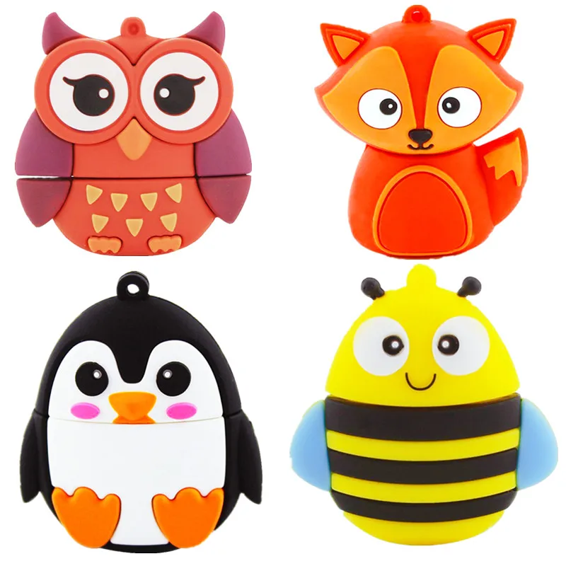 

Мультяшная USB-флешка 64 ГБ 128 ГБ 256 ГБ USB-накопитель типа c 4 ГБ 8 ГБ 16 ГБ 32 ГБ флэш-накопитель пчела fox owl Memory Stick милая модель