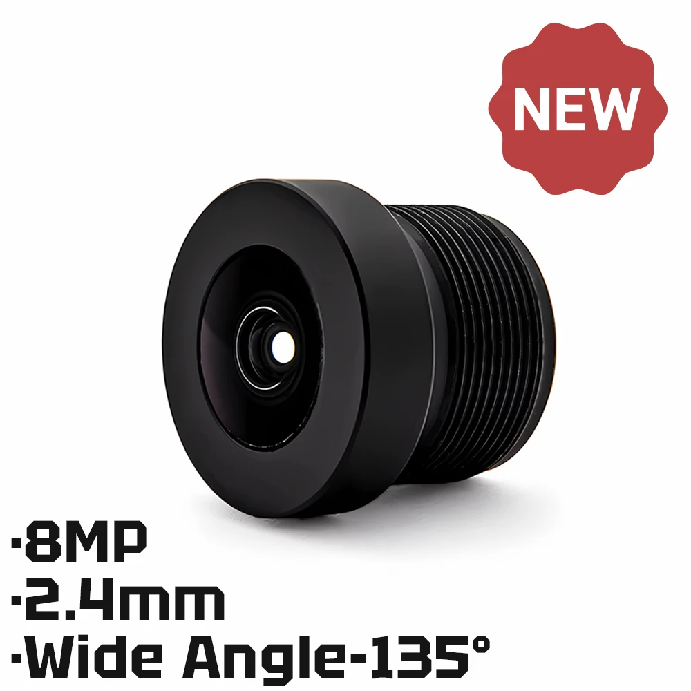 HD 8MP M12 Mount Lens 2.4mm 135° Wide Angle Aperture F2.0 Format 1/2.8