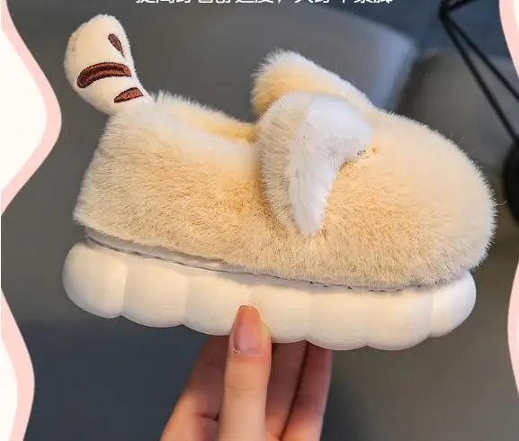 Kinder-Baumwollschuhe Winter Mädchen Cartoon Niedliche Fell-Warme Flauschige Hausschuhe Plüsch-Plateau Rutschfeste Memory-Schaum-Hausschuhe – Detail 6