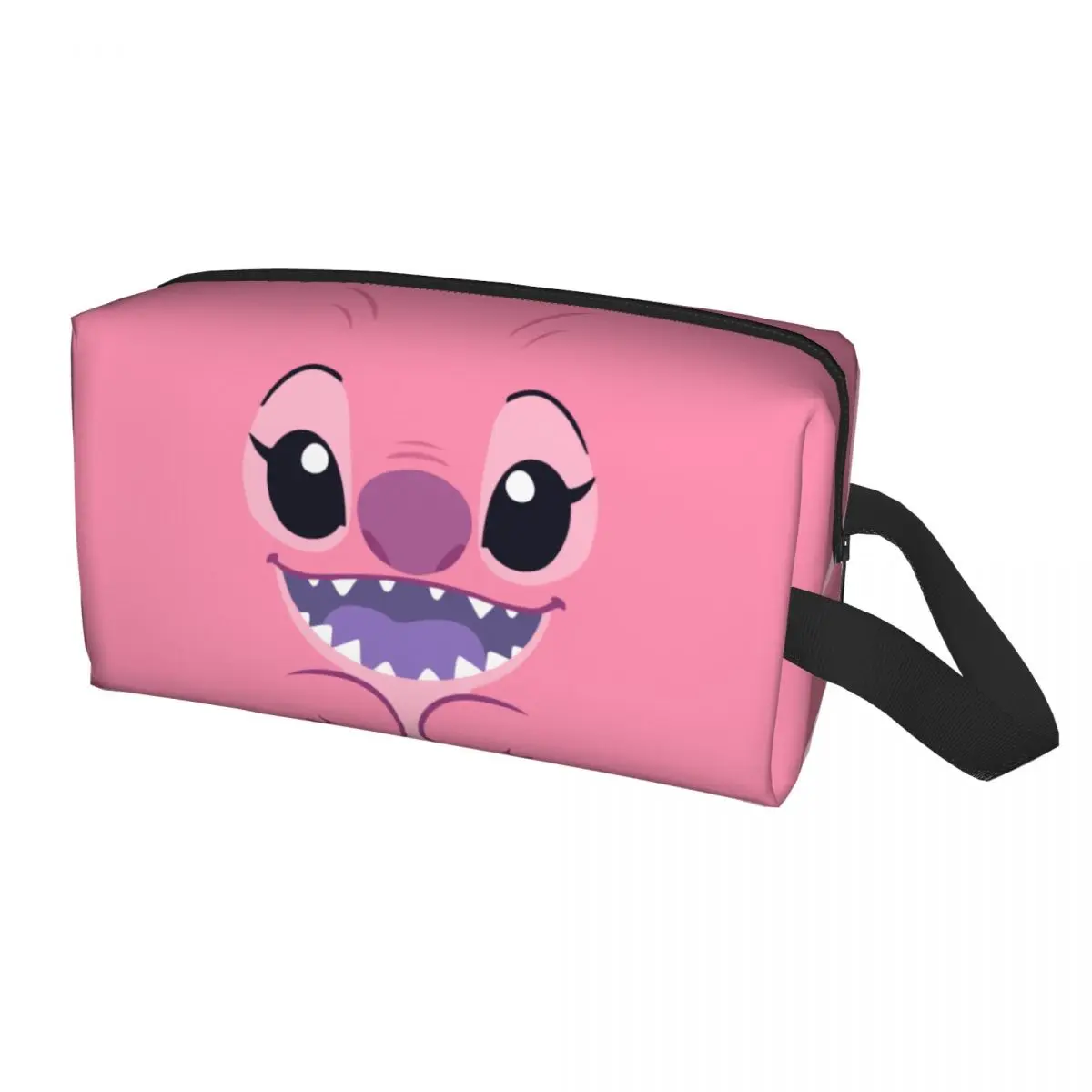 Custom Stitch And Angel Face Anime Film Travel Toiletry Bag Women Adventure Film Cosmetic Makeup Bag Beauty Storage Dopp Kit Box