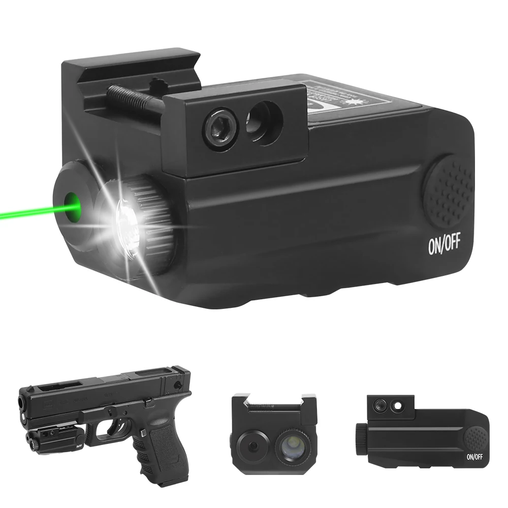 500 Lumens Gun Light Weapon Light Laser Sight Combo Pistol Light with Red/Green Laser Tactical Flashlight Gun Flashlight Airsoft