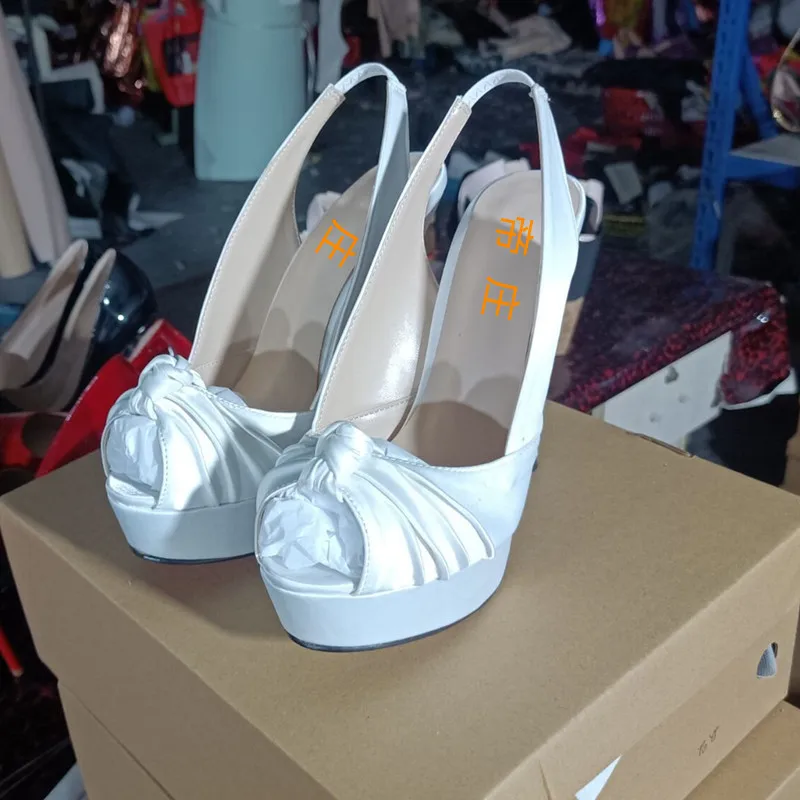 Fashionable women's sandals. Satin fabric, heel height about 14.5cm. Summer women's shoes. Young and middle-aged women's shoes.