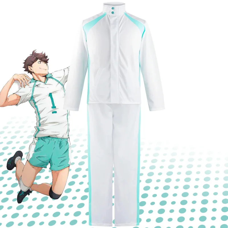 New Cartoon Haikyuu Aoba Johsai High School Volley Ball Team Sprotswear Cosplay Costume Oikawa Tooru Jacket Pants School Uniform