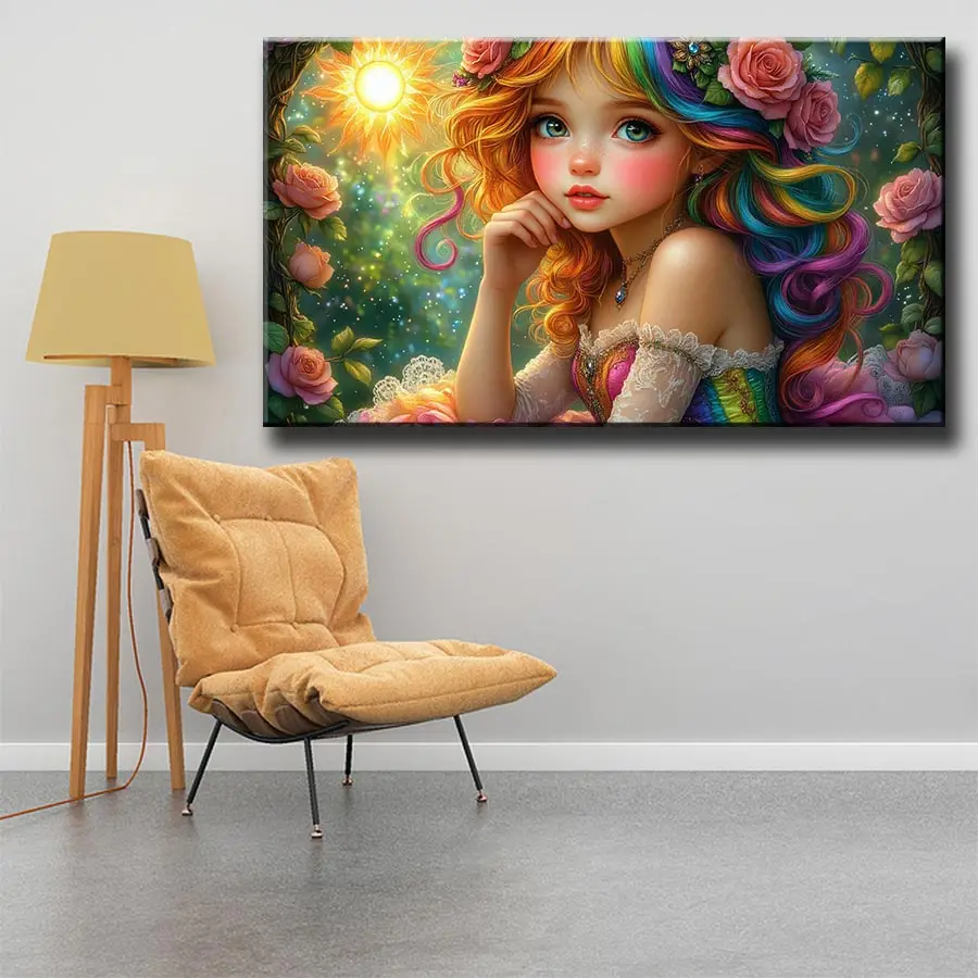 DIY Cute Girl Diamond Painting Flowers Picture Of Rhinestones Square Round Diamond Mosaic Child Hobby ASF3170 view 3