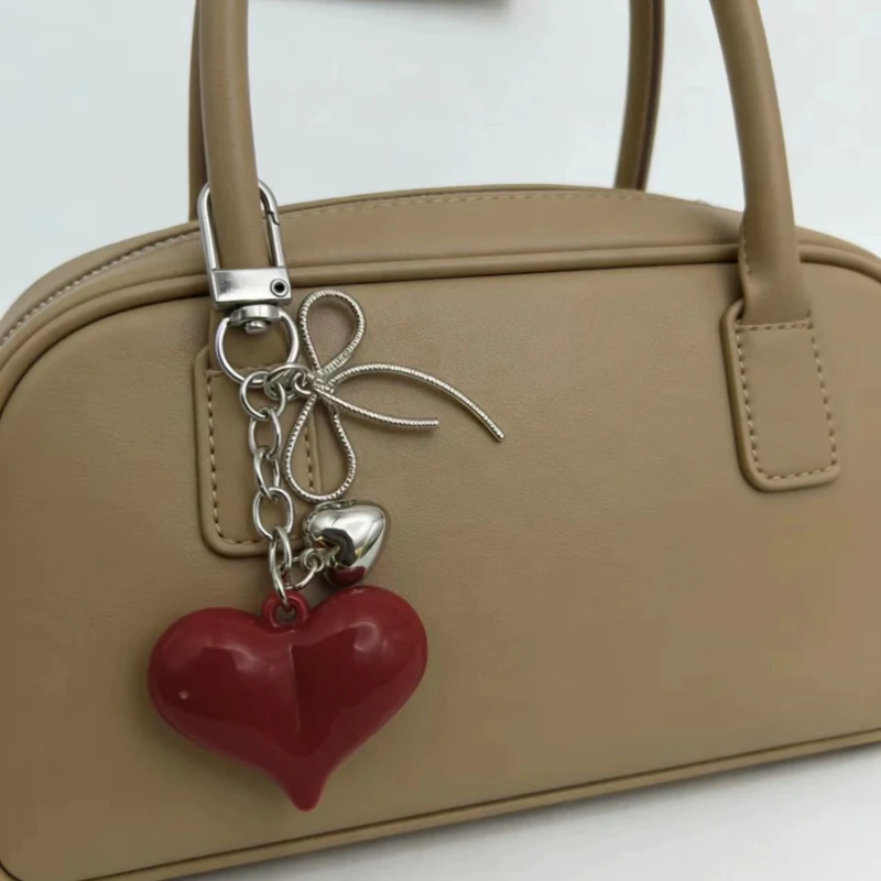 Cute Spring Buckle Red Love Key Chain Acrylic Fashion Keychain Creative Couple Keychain Bag Accessories