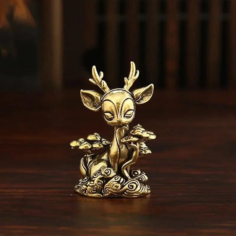 Hirschfigur aus Messing, exquisites Mini-Teetier-Ornament, kreatives kleines Dekor für Büro, Schreibtisch, Zuhause, Geschenk. – Detail 7