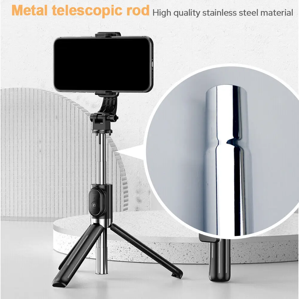LISCN Bluetooth Wireless Selfie Stick with Remote Shutter LED Fill Light Portable Retractable Foldable Phone Stand Holder Tripod