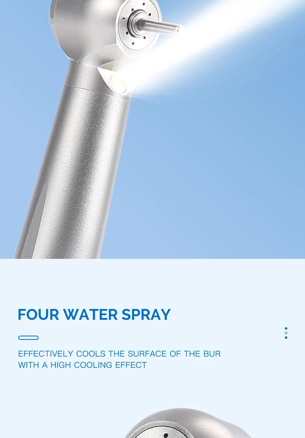 AZDENT Dental Hochgeschwindigkeitshandstück LED E-Generator Standardkopf Schnellkupplung 4-Wege-Spray Clean System Druckknopf 4 Löcher – Detail 5