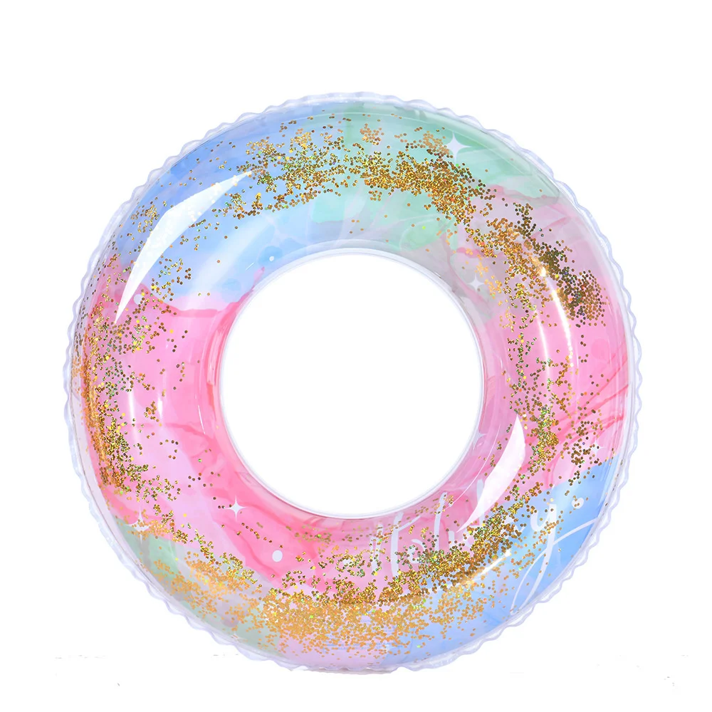 Anillo de natación con lentejuelas gruesas y coloridas, flotador inflable para piscina, flotadores de brazo de agua para niños, natación al aire libre de verano, baño y playa