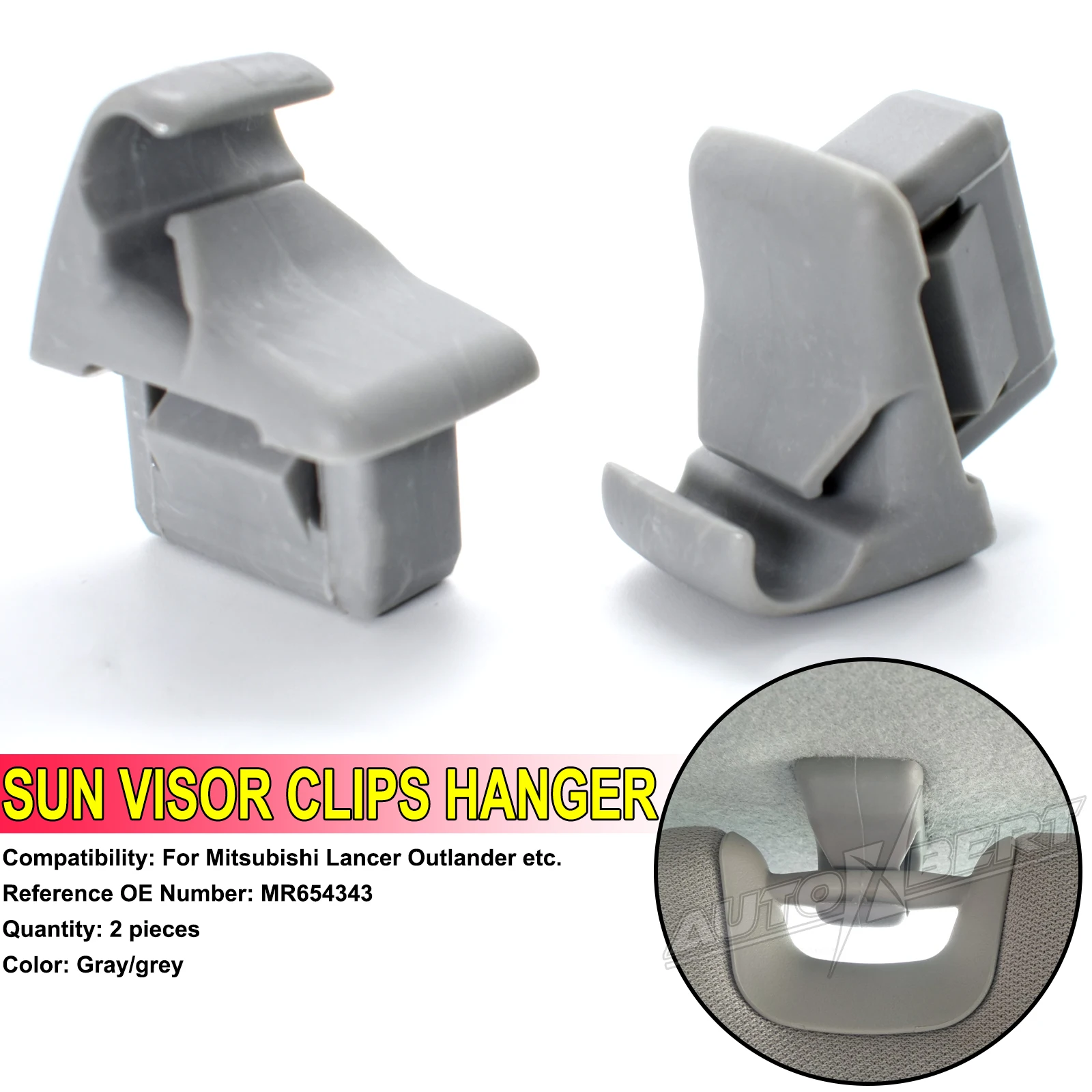 Pair For Mitsubishi Lancer ASX Lancer Evolution X Outlander Sport MR654343 Gray Sun Visor Hook Clip Bracket Hanger Car Parts