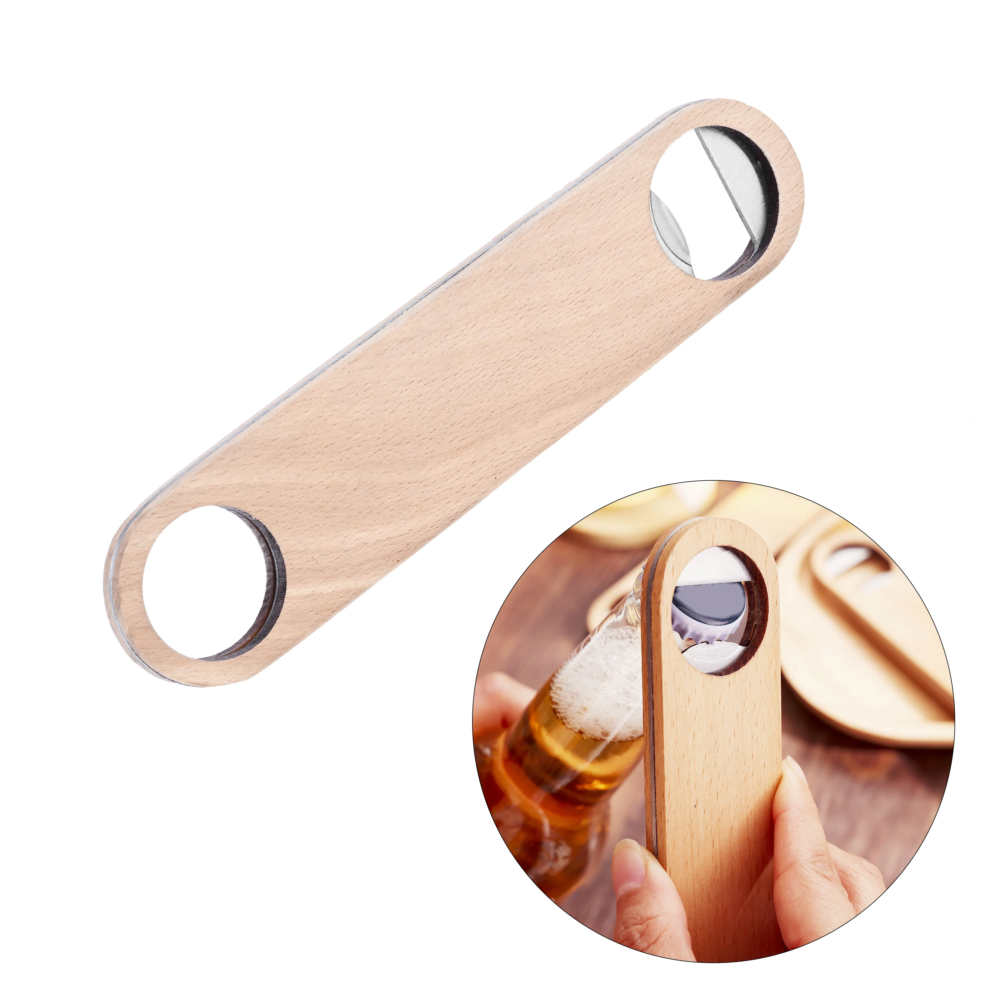 Wooden Handle Stainless Steel Bottle Opener Wine Beer Soda Glass Cap Bottle Opener for Christmas Wedding Party Kitchen Bar Tool