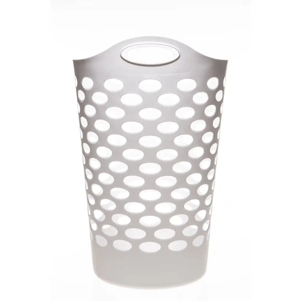 Cestos de lavanderia redondos de plástico flexíveis com alças, branco, pacote com 3