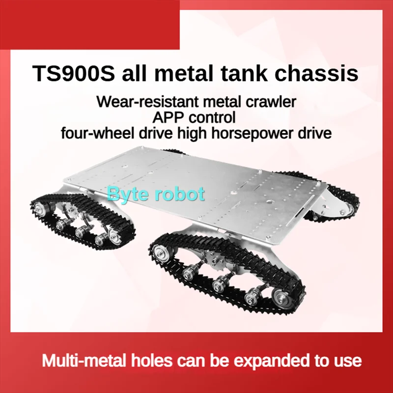 10 كجم تحميل TS900S جميع المعادن 4WD هيكل خزان مجنزرة مع محرك التشفير تجميعها للبرمجة سيارة روبوت كبيرة هيكل خزان مع جهاز للتحكم عن بُعد