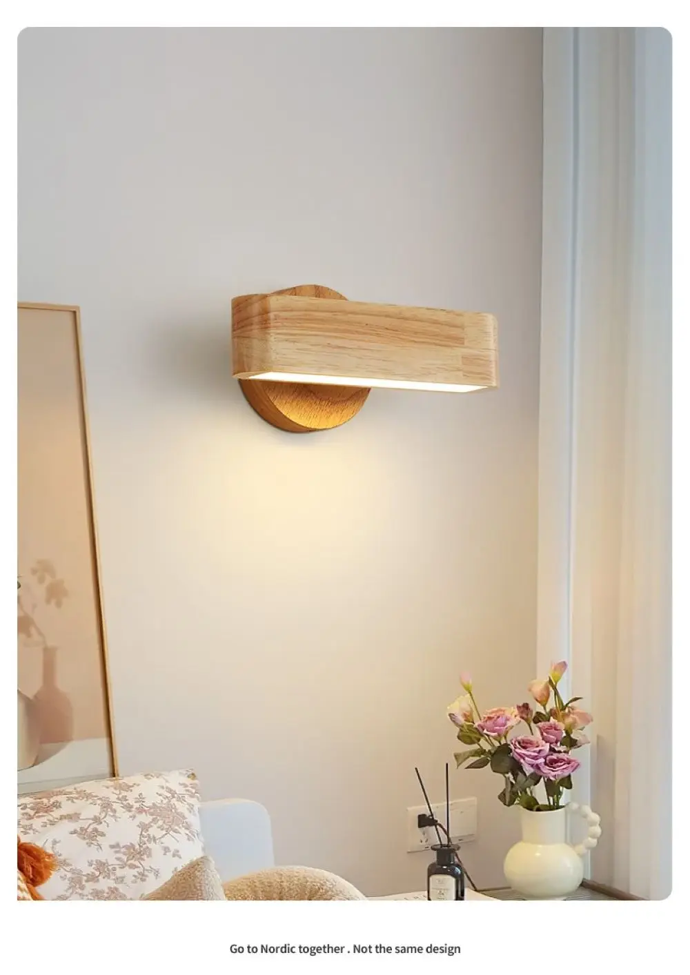 Northern Europe Solid Wood Style LED Wall Lamp Decoration Wall Reading Bedroom Elegant Room Ornaments Light Lamps