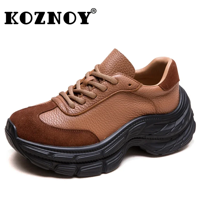 

Koznoy 6.5cm Cow Suede Genuine Leather Women Vulcanize Loafer Spring Chunky Sneakers Platform Wedge Flats Summer Autumn Shoes