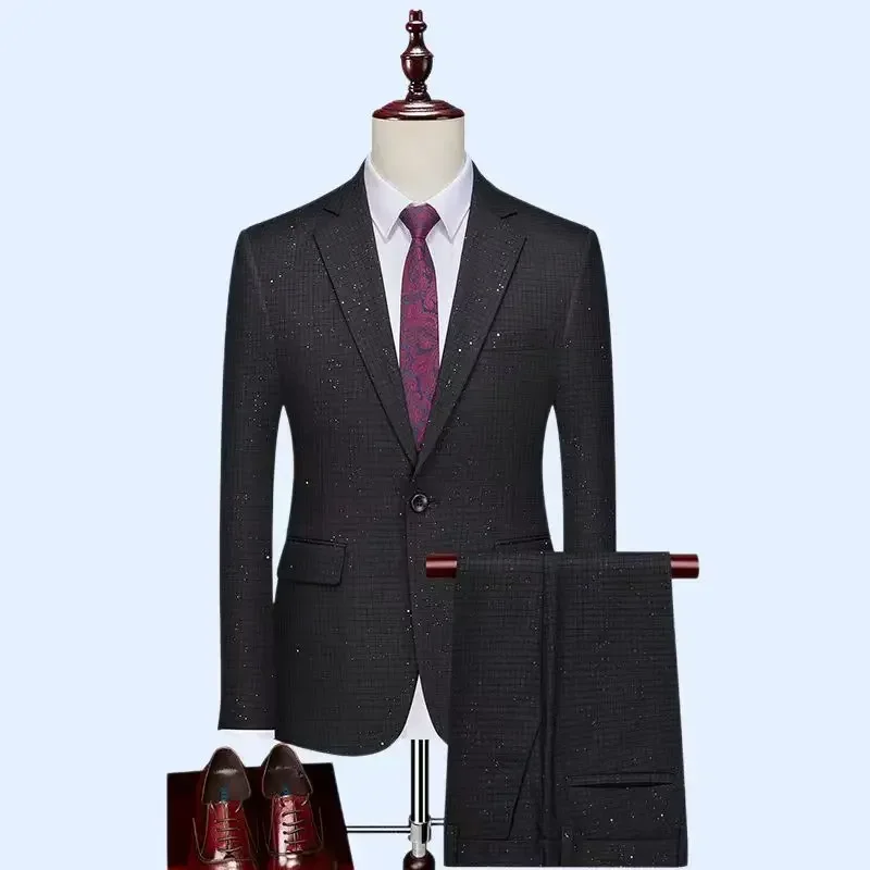 BK371 Business Men\'s Three Piece Minimally Designed Groom\'s Suit Set