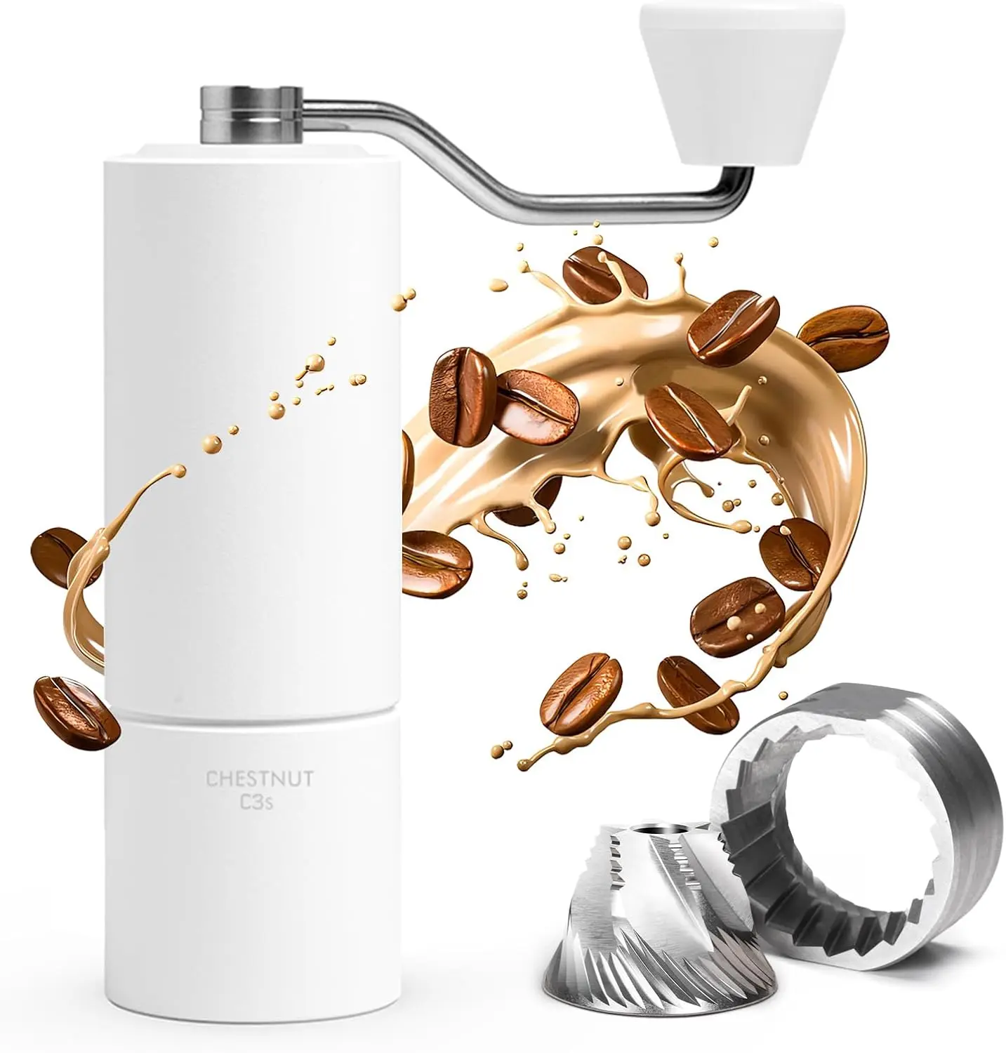 Manual Coffee Grinder CNC Stainless Steel Burr Coffee Grinder with Capacity 20g Chestnut C3S Internal External Adjustab