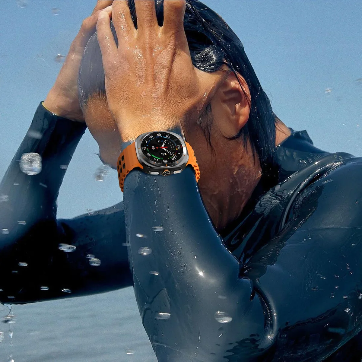 لينة حلقة سيليكون سوار لساعة سامسونج جالاكسي 7 الترا 47 مللي متر الرياضة الرجال حزام للساعة ULTRA7 47 مللي متر لا فجوات منحني نهاية الفرقة