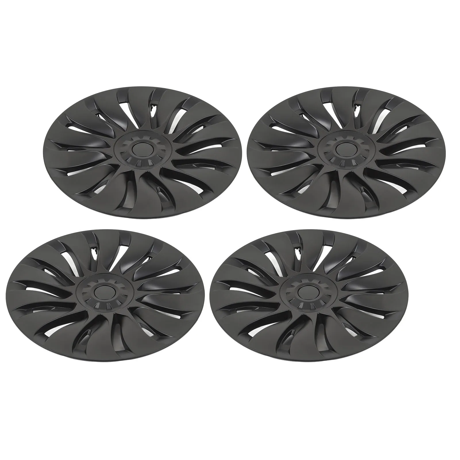 4 Pcs 19 Inch Wheel Hub Cap Matte Black Automobile Wheel Hub Fully Wrap Rim Protector Replacement for Tesla Model Y 2020 to 2023