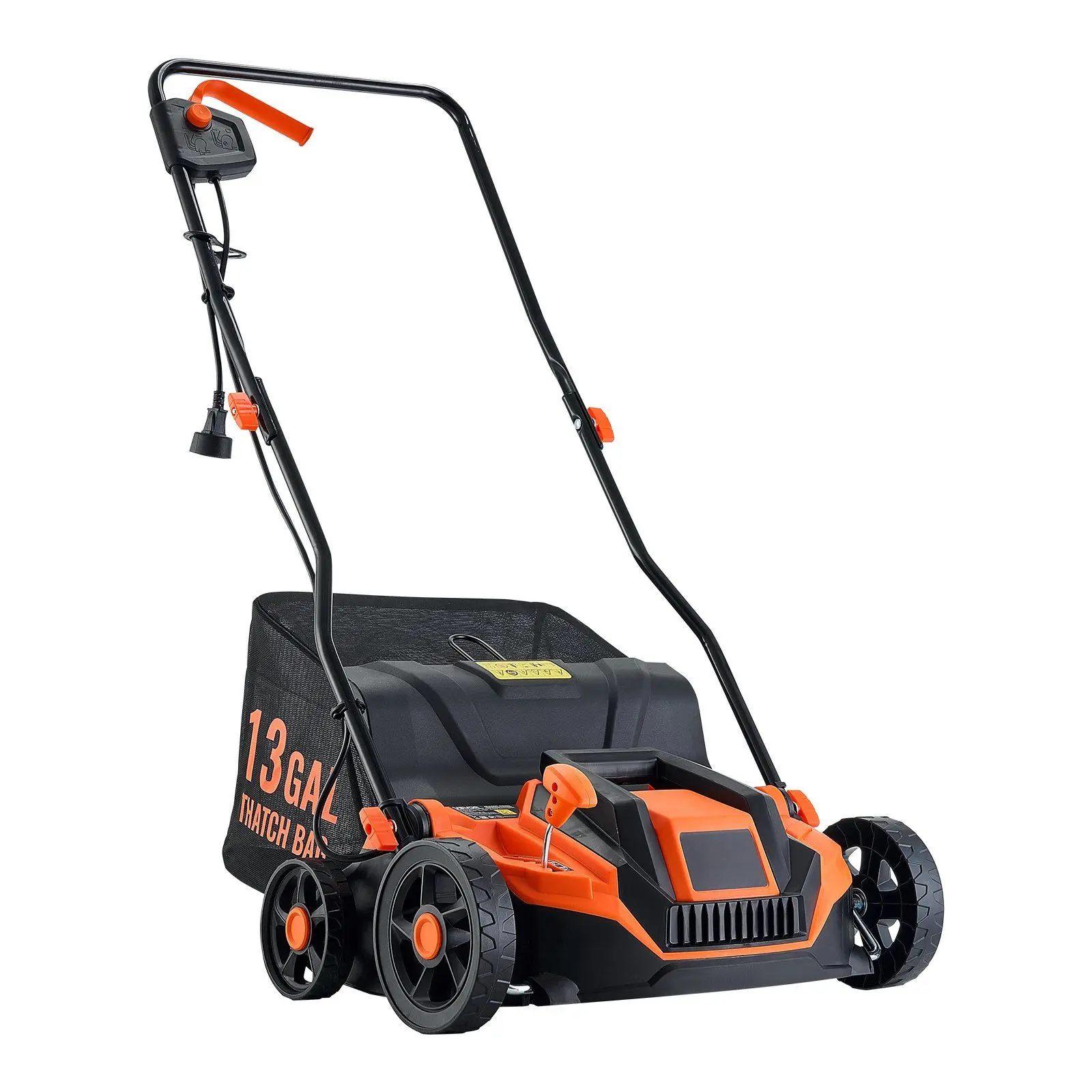 

13-Inch 13 Amp Electric Dethatcher Scarifier with 13-Gallon Bag 5-Position Depth Adjustment for Lawn