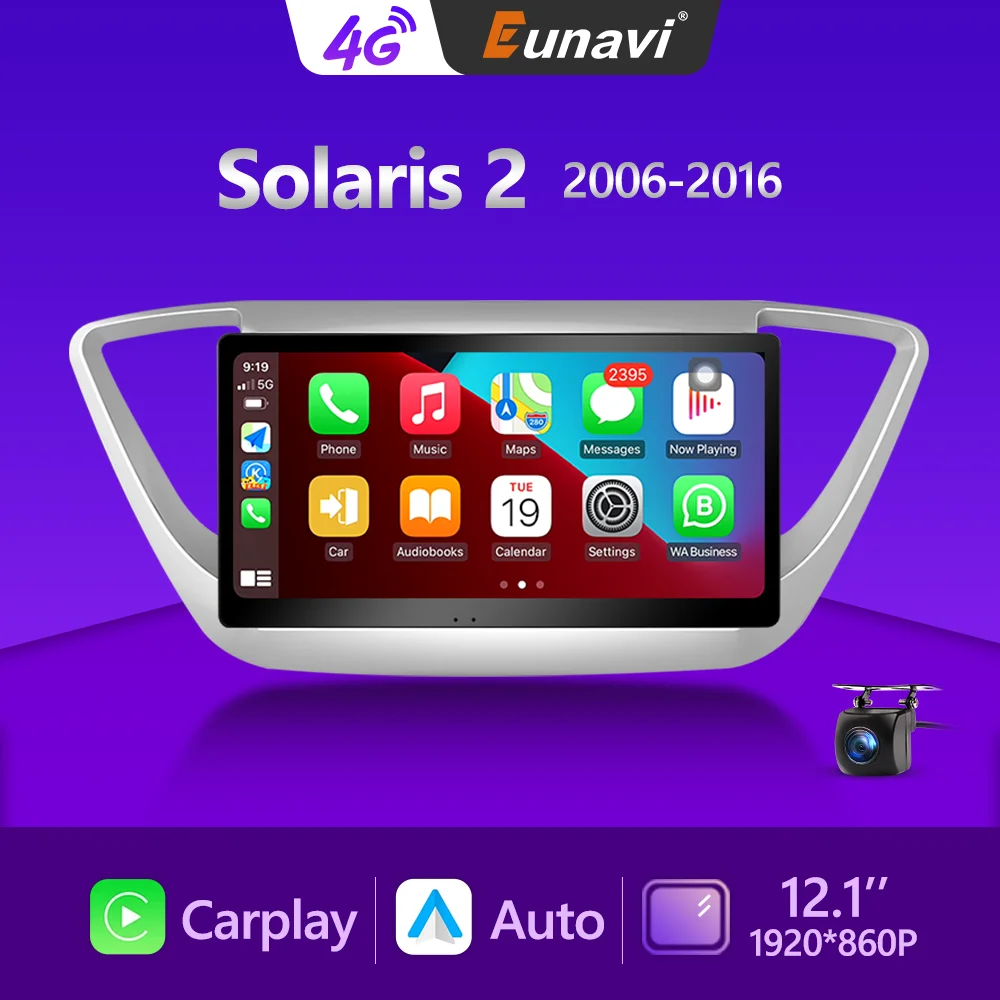 

Eunavi 2 Din Android авто радио для Hyundai Solaris 2 Verna 2017-2020 Carplay Автомобильный мультимедийный плеер GPS Navi 2din Авторадио