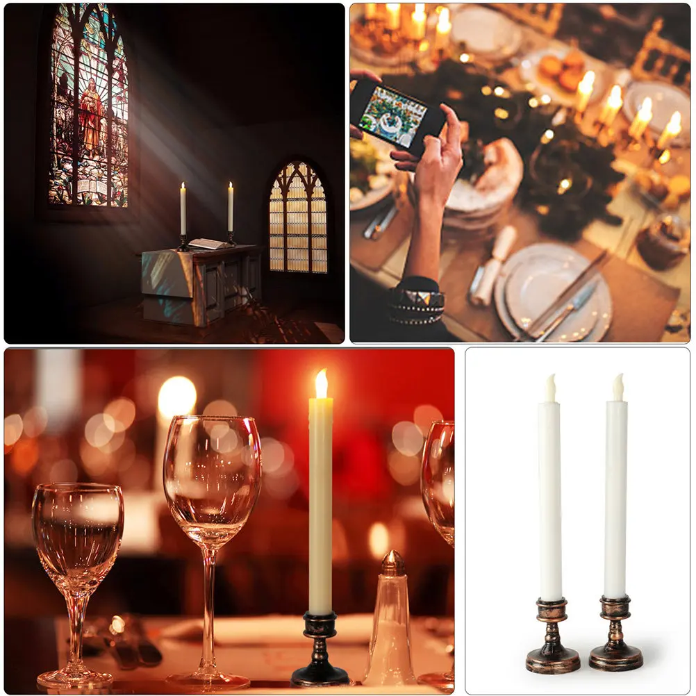 6Pcs LED Electronic Candles Long Flameless Lights Decorative Lamps for Halloween Valentine Christmas Party