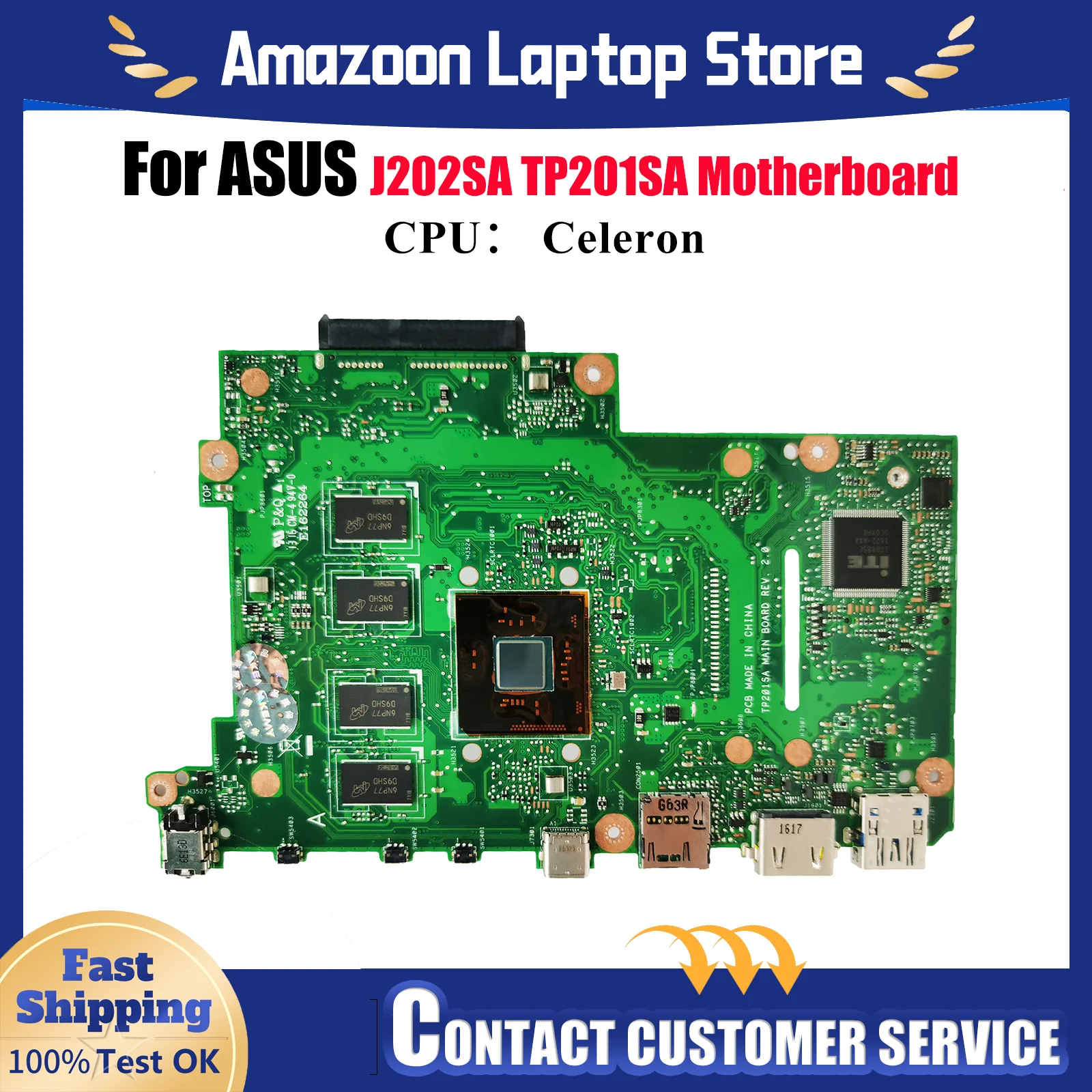 

TP201SA Материнская плата для ноутбука ASUS VivoBook Flip J202SA TP201S TP201SA Материнская плата для ноутбука с процессором Celeron 100% тесты OK stk