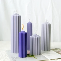 15-26cm Striped Cylindrical Candle Mold Hand Taper Column Candle Making Tool Acrylic Plastic Molds Kit Family Dinner Candle