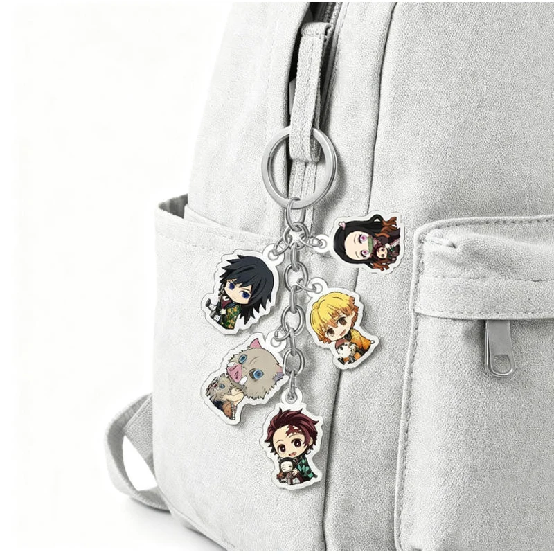 

2025 Demon Slayer Kamado Nezuko Kamado Tanjirou Agatsuma Zenitsu Hashibira Inosuke Keychain Cute Vinyl Action Figure Toys